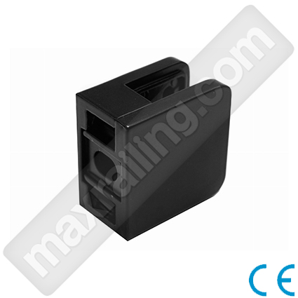 Държач за стъкло от 6мм. до 10,76мм. с плоска основа. Неръждаема стомана AISI 304. Черен мат.